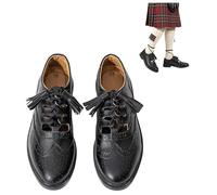 Scarpe Kilt Scozzesi Ghillie Brogues in Pelle, Nero (UK 9 / EU 43)