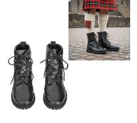 Scarpe Kilt Scozzesi In Pelle Nera Con Lacci Ghillie