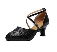 Scarpe Latino Americano Donna Nere Comodi Chiuse Scarpe per Il Tango Kizomba Danza Estivi Sandali con Tacco Standard Sala da Ballo Valzer Modern Jazz per Matrimonio