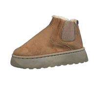 Scarpe Leopardate Donna Stivaletti con Zeppa Felpa Pelosa da Strass Stivali Corti Invernali Neve Trekking Marrone 39