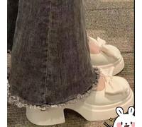 Scarpe Mary Jane con tacco alto e grosso con suola spessa del nuovo stile della primavera del 2024 con fiocco alla moda e design francese EUR35,EUR36,EUR37,EUR38,EUR39,EUR40,EUR41,EUR42,225,230,235,24