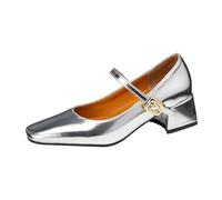 Scarpe Mary Jane con Tacco Basso da Donna, Comode Scarpe Eleganti Chiuse, Tacchi Spessi A Punta Quadrata per Le Feste di Lavoro