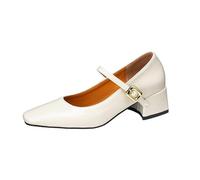 Scarpe Mary Jane con Tacco Basso da Donna, Comode Scarpe Eleganti Chiuse, Tacchi Spessi A Punta Quadrata per Le Feste di Lavoro