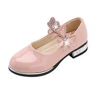 Scarpe Mary Jane da bambina, comode, per la scuola, leggere, piatte, con punta larga, scintillanti, per feste, matrimoni, compleanni, rosa, 13.5 UK Child