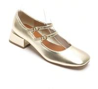 Scarpe Mary Jane da donna con doppia fascia - Eleganza retrò in pelle verniciata nera e oro, tacco quadrato comodo Craquez versa neonati e spose doppie, parfait pour sublimer tenues du quote e comme c