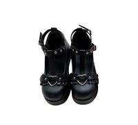 Scarpe Mary Jane da donna con plateau, tacco basso, in pelle verniciata, stile lolita/gotico, voluminose, da abbinare a un vestito, Stile 1, 38 EU