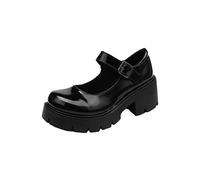 Scarpe Mary Jane da donna con plateau, tacco basso, in pelle verniciata, stile lolita/gotico, voluminose, da abbinare a un vestito, Stile 9, 38 EU