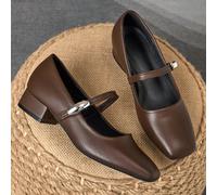 Scarpe Mary Jane da donna con tacco basso e largo da 3 cm, rivestite in tessuto, disponibili nei colori nero, blu navy, caffè e bordeaux, eleganti e versatili CN36,CN37,CN38,CN39,CN40,CN41,CN42,CN43,C