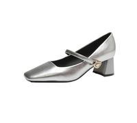 Scarpe Mary Jane da Donna, Scarpe da Ballo con Punta Quadrata, Scarpe da Donna Basse, Versatili ed Eleganti(Silver,37EU)