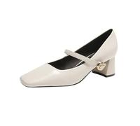 Scarpe Mary Jane da Donna, Scarpe da Ballo con Punta Quadrata, Scarpe da Donna Basse, Versatili ed Eleganti(off-White,37EU)