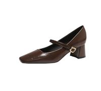 Scarpe Mary Jane da Donna, Scarpe da Ballo con Punta Quadrata, Scarpe da Donna Basse, Versatili ed Eleganti(Brown,36 EU)