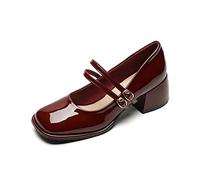 Scarpe Mary Jane Donna Grossolana con Una Parola con Il Vento College in Una Scarpe con Tacco Alto Testa Quadrata Retro Scarpe Singole