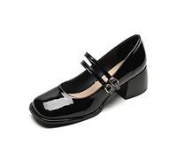 Scarpe Mary Jane Donna Grossolana con Una Parola con Il Vento College in Una Scarpe con Tacco Alto Testa Quadrata Retro Scarpe Singole