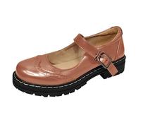 Scarpe Mary Jane Plateau Donna con Tacco Sandali Pianta Larga Comode Scarpe Punta Chiusa Estive Mocassini Tempo Libero in Pelle Verniciata per Feste Sandalo Donna Cerimonia