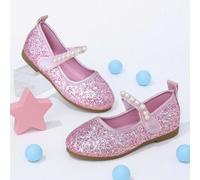 Scarpe Mary Jane rosa con glitter e perle, chiusura a strappo, scarpe da principessa morbide e dolci adatte per tutte le stagioni, abiti formali e performance sul palco EUR34,EUR35,EUR36,EUR21,EUR22,E