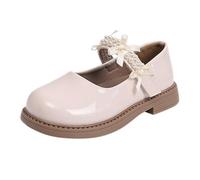 Scarpe Mary Jane: scarpe con piattaforma, in pelle, con punta tonda, comode da sposa, leggere, suola antiscivolo, per bambini, idea regalo per ragazze, beige., 30 EU
