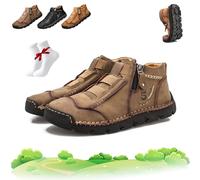 Scarpe Matufit da Uomo, Scarpe Ortopediche Matufit da Uomo, Scarpes Basse Slip-on Impermeabili, Antiscivolo, Leggere, con Cerniera Laterale e Supporto dell'Arco Plantare(Cachi,47 EU)