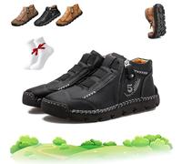 Scarpe Matufit da Uomo, Scarpe Ortopediche Matufit da Uomo, Scarpes Basse Slip-on Impermeabili, Antiscivolo, Leggere, con Cerniera Laterale e Supporto dell'Arco Plantare(Nero,46 EU)