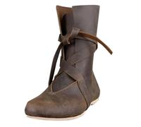 Scarpe medievali da donna e uomo, abbigliamento medievale, unisex, per il rinascimento, stile retrò, da cowboy, in pelle PU, stivali vichinghi, per Halloween, cosplay, feste, marrone, 47 EU