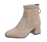 Scarpe medievali da donna, eleganti, in pelle scamosciata, con tacco a blocco, per l'inverno, l'autunno, i vichinghi, i cavalieri, cachi, 39 EU