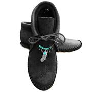 Scarpe medievali da donna in pelle PU vichinga, stivaletti corti, stivaletti alla caviglia, frange, stile retrò, stivali corti, scarpe basse, Halloween, cosplay, Nero , 37 EU
