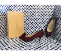 Scarpe Menbur Donna - Decoltè Scamosciata Pon Pon Pelliccia - Bordeaux - 7792