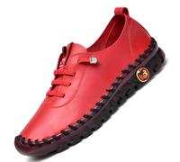 Scarpe Mocassino in Pelle per Donna con Suola Morbida Traspirante e Antiscivolo Ideali per Il Cammino Rosso 37 EU