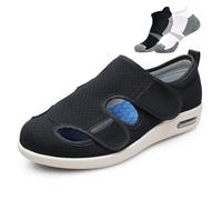 Scarpe morbide per diabetici, Leggere e con Supporto, comode Scarpe Larghe per Anziani(Noir,43EU)