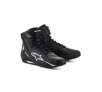 Alpinestars Scarpe da moto Faster-4, leggere e traspiranti, costruzione a maglia senza cuciture e protezione avanzata, Nero/Bianco, 12.5