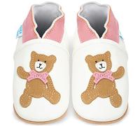 Scarpe Neonata in Morbida Pelle - Scarpe Bimba Primi Passi - Orso Rosa -0-6 Mesi