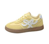Scarpe nere da donna in rete scarpe da ginnastica da donna alla moda piatte traspiranti tessuto scava fuori fibbia stile punta chiusa pompe espadrillas per tutti i giorni estate, Giallo, 38.5 EU
