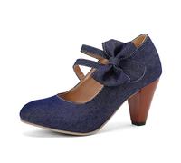 Scarpe Oktoberfest Mary Janes Delle Donne Pompe Morbide Tacchi Alti Vestito Rotondo Papillon Comodo Basso Piattaforma Pompe Pizzo Cowboy Scarpe Per Lavoro Ufficio Matrimonio Danza, 103 Bu1, 39 EU