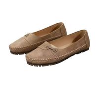 Scarpe Orthopedic Leather for Women, Comfortable Slip on Loafers, Round Toe Casual Driving Flats, Lightweight Soft Soled Work Shoes for Business Daily Wear, marrone chiaro, 37 EU