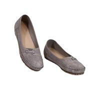 Scarpe Orthopedic Leather for Women, Comfortable Slip on Loafers, Round Toe Casual Driving Flats, Lightweight Soft Soled Work Shoes for Business Daily Wear, grigio., 40 EU