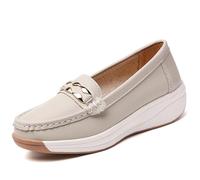 Scarpe Orthopedic Platform Loafers, Orthopedic Walking Shoes for Women Platform Wedge Slip-On Loafers Classic Moccasins Work Office, Grigio A., 35 EU