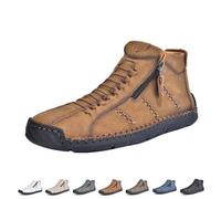 Scarpe Ortopediche Comode In Pelle Fatto A Mano For Uomini, Scarpe Casual | Stivaletti Da Uomo In Pelle Fatti A Mano Sneakers Alte Retrò Con Punta Tonda Cucite A Mano