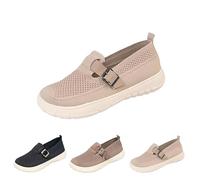 Scarpe Ortopediche con Fibbia Antiscivolo in Rete Traspirante ed Elegante per Donna, Scarpe Casual Ortopediche Traspiranti Intrecciate (Beige,41)