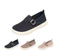Scarpe Ortopediche con Fibbia Antiscivolo in Rete Traspirante ed Elegante per Donna, Scarpe Casual Ortopediche Traspiranti Intrecciate (Black,37)