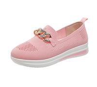 Scarpe ortopediche da donna, antiscivolo, in memory foam, traspiranti, con supporto per arco plantare, leggere, comode, con zeppa piatta, scarpe da lavoro, rosa, 38.5 EU