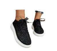 Scarpe ortopediche da donna bianche da donna taglie forti con fiocco piatto elastico superiore suola morbida punta non aperta spiaggia slip on comode pompe leggere sneaker allenamento estate, Nero