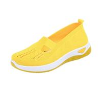 Scarpe Ortopediche da Donna con Maglia Piattaforma Chic All'aperto Scarpe Da Fitness Senza Lacci Traspirante Leggero Scarpe Da Running Basket Sneakers Confortevoli Estate All'aperto, giallo, 43 EU