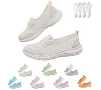 Scarpe ortopediche da donna con suola morbida in rete, comode, 2025, senza lacci, scarpe casual basse con supporto per arco plantare, bianco, 40 EU