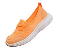 Scarpe ortopediche da donna con suola morbida in rete, comode, leggere, traspiranti, basse, casual, antiscivolo, con supporto per arco plantare, Arancione, 0 UK Wide
