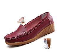 Scarpe ortopediche da donna in pelle traspirante, ortopediche, bordeaux, 40 EU