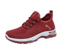 Scarpe ortopediche da donna, in rete traspirante, suola morbida, ortopediche, leggere, sportive, da camminata, comode, con supporto per arco plantare, in memory foam, Rosso, 39.5 EU