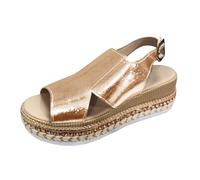 Scarpe ortopediche da donna in stile alluce e gli stati Big Yards con bocca di pesce cava con sandali femminili fibbia argento con scarpe piatte da donna Kick Roller Scarpe da donna, gold, 40 EU