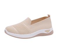 Scarpe ortopediche da donna, mocassini lavorati a maglia, leggeri, casual, senza lacci, scarpe da ginnastica basse da viaggio, lavoro, guida, supporto per arco plantare, scarpe da tennis, Beige, 38.5