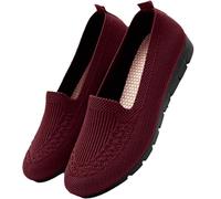 Scarpe Ortopediche Donna Eleganti Sneakers Senza Lacci Donna Basse Leggere Sneakers Estive Barefoot Pianta Larga Traspiranti Scarpe Comode da Ginnastica Antiscivolo Casual Slip On (37, Rosso)