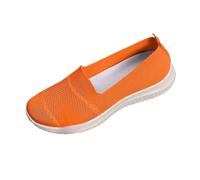 Scarpe Ortopediche Donna Estive Sneaker Donna Pianta Larga Casual Sneakers Comode Senza Lacci Traspiranti Scarpe da Camminata Eleganti Leggere Slip On Barefoot Antiscivolo da Ginnastica (39, Arancia)