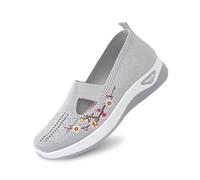 Scarpe Ortopediche Donna Pianta Larga Estive Traspiranti Sneaker Donna con Zeppa Barefoot Comode Sneakers Senza Lacci Antiscivolo Leggere Scarpe Casual Slip On da Ginnastica Eleganti (38, Grey)